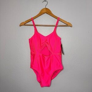 New Kids Art Class Hot Pink Large (10/12) One Piece Swimsuit Adjustable Straps